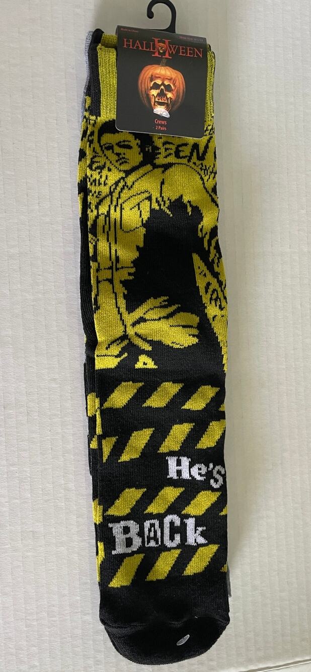 2 PAIR HORROR MOVIE HALLOWEEN II HALLOWEEN CREW SOCKS NEW